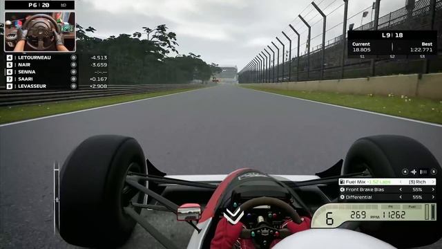 F1 Classic - Senna's McLaren MP4/4 Brazilian GP Wet Dynamic Weather | Steering Wheel Gameplay смотреть онлайн