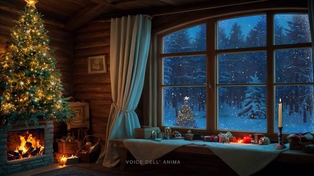 Уют у окна - Красивая Фоновая Музыка на Флейте под Треск Камина со Снегопадом за окном