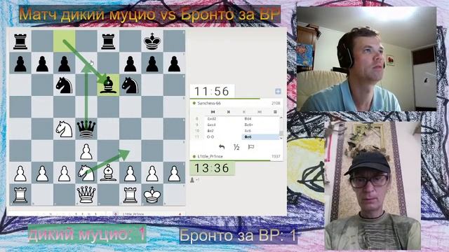 Матч дикий муцио vs БронтозаВР на lichess.org. Окончание. смотреть онлайн