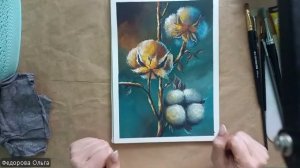 Гуашь. Хлопковые коробочки