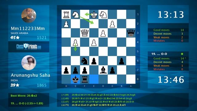 Chess Game Analysis: Mm112233Mm - Arunangshu Saha : 0-1 (By ChessFriends.com) смотреть онлайн