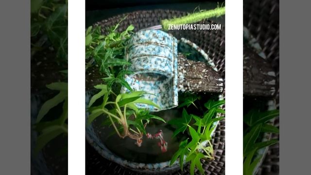 Zen Pottery Water Garden Fountain with Vining Ivy Plant смотреть онлайн