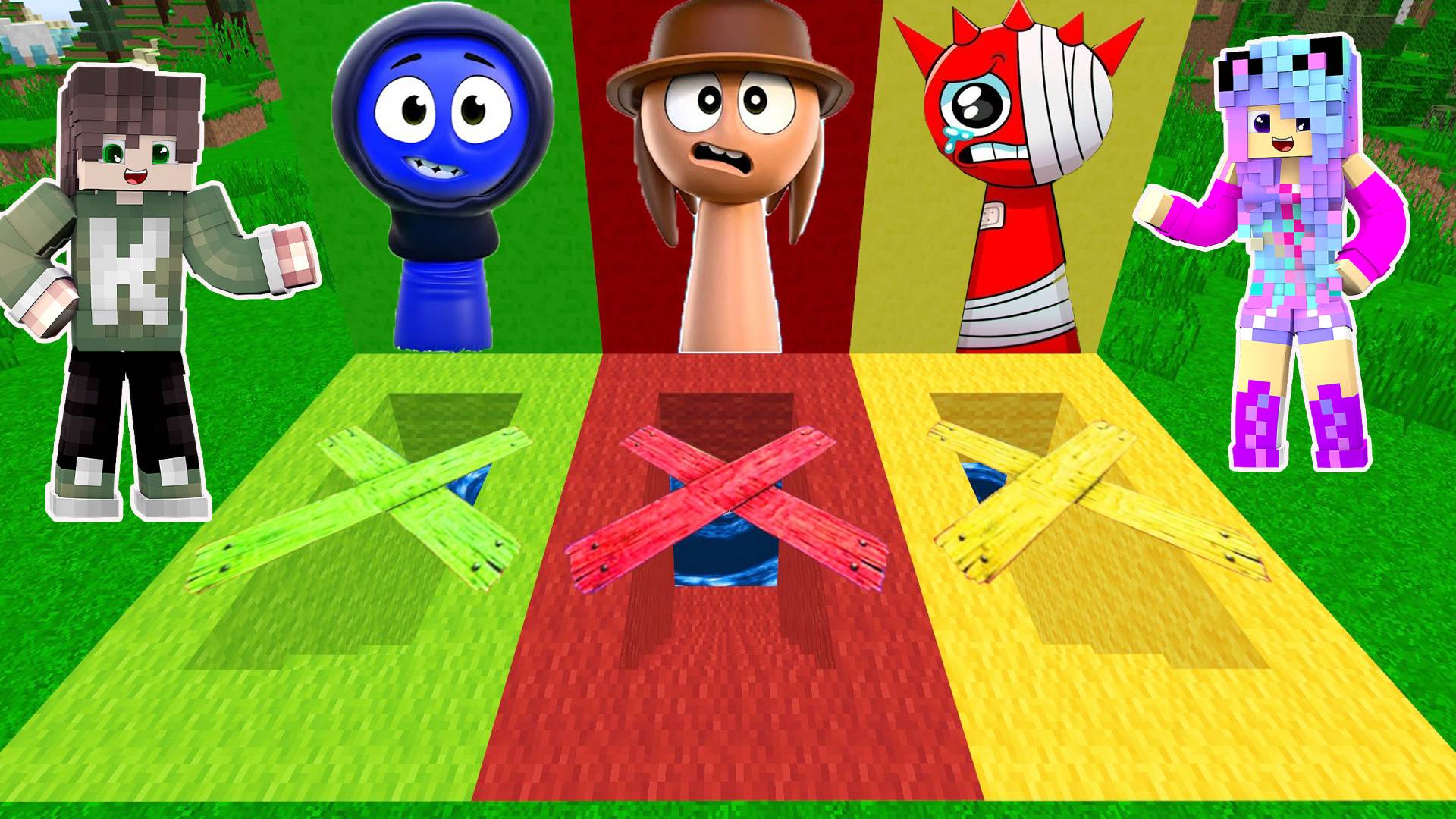 ВЫБЕРИ ПРАВИЛЬНУЮ КРУГЛУЮ ЯМУ СПРУНКИ БАН БАН В МАЙНКРАФТ смотреть онлайн