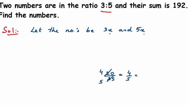 Two numbers are in the ratio 3:5 and their sum is 192. Find the numbers.// Ratio and proportion смотреть онлайн
