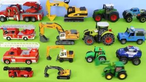 LEGO - Экскаватор, трактор, пожарные машины и полицейские машины для детей