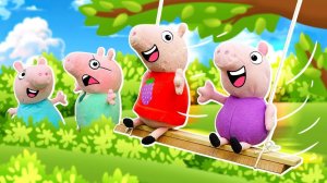Как Пеппа и Джордж сделали качели своими руками! Детское видео про игрушки Свинка Пеппа