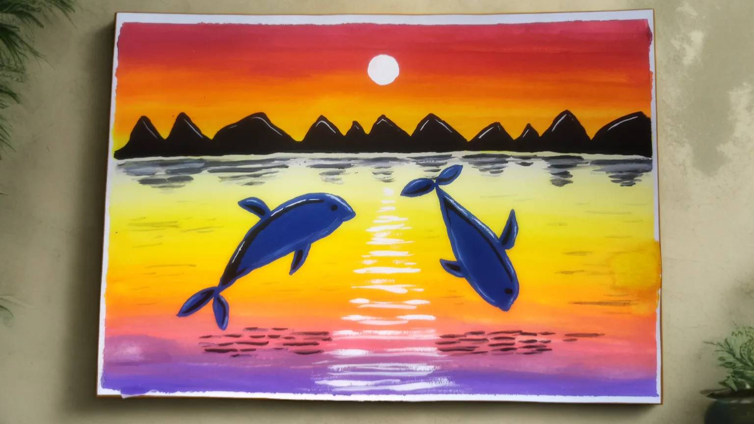 МК Рисуем дельфинов на закате смотреть онлайн