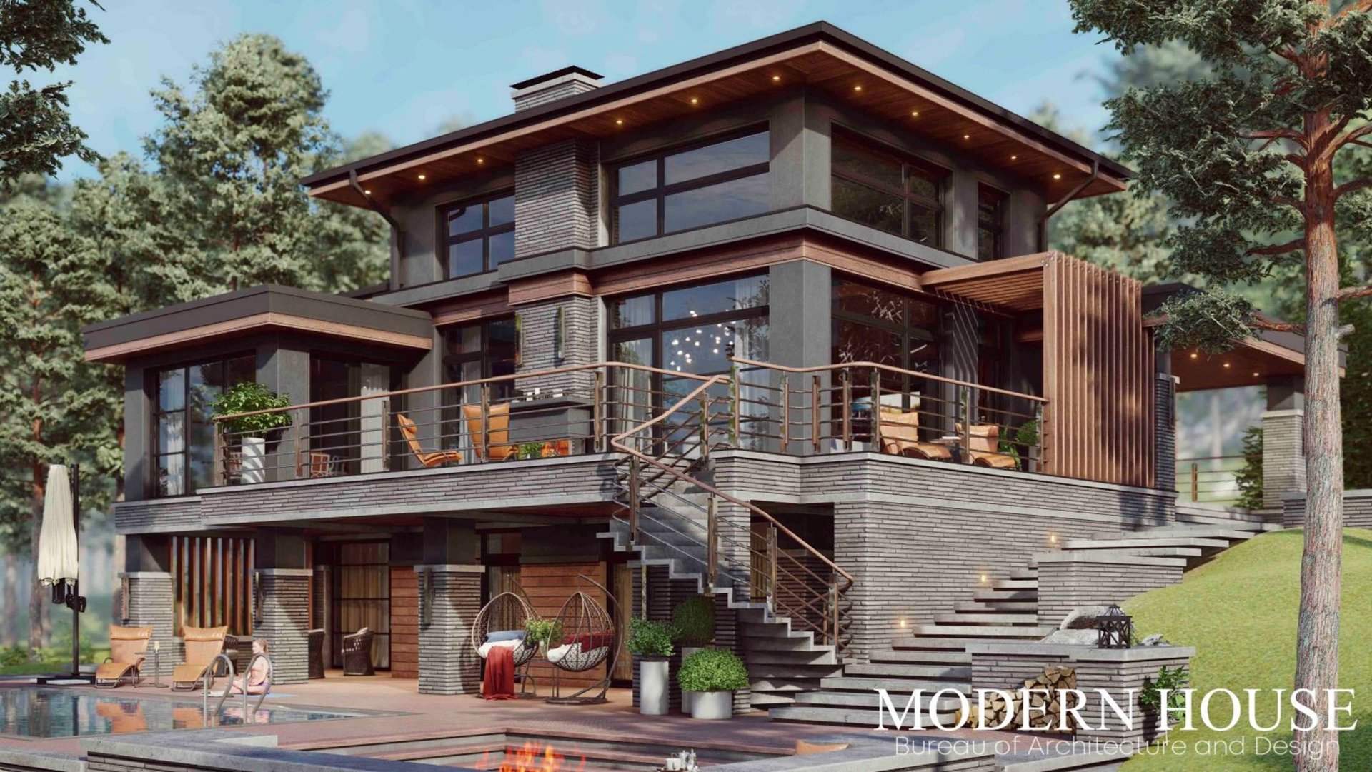 Загородный дом в стиле Американский модерн.