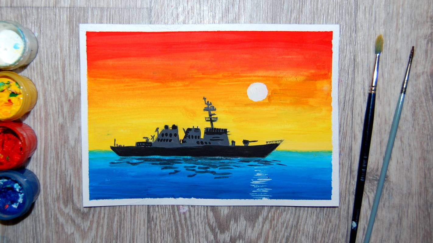 Рисунок на 23 февраля гуашью смотреть онлайн