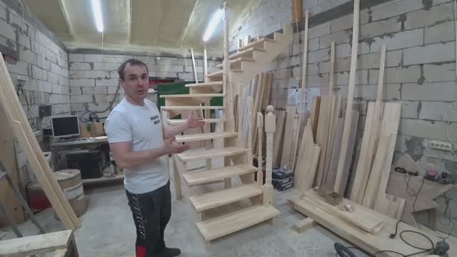 Деревянная лестница в город Омск на заказ. смотреть онлайн