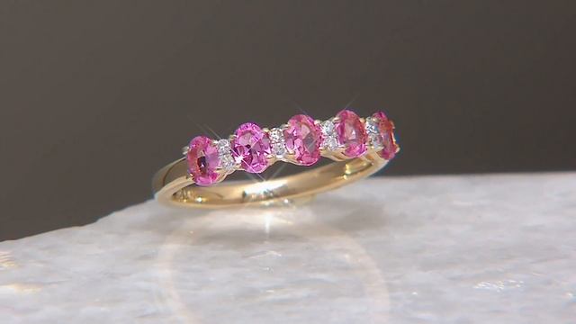 Oval Pink Spinel & Diamond 5-Stone Band Ring, 0.70 cttw on QVC смотреть онлайн