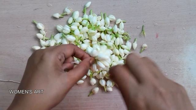 how to make jasmine flower garland in tamil | easy method to string malligai poo malai смотреть онлайн
