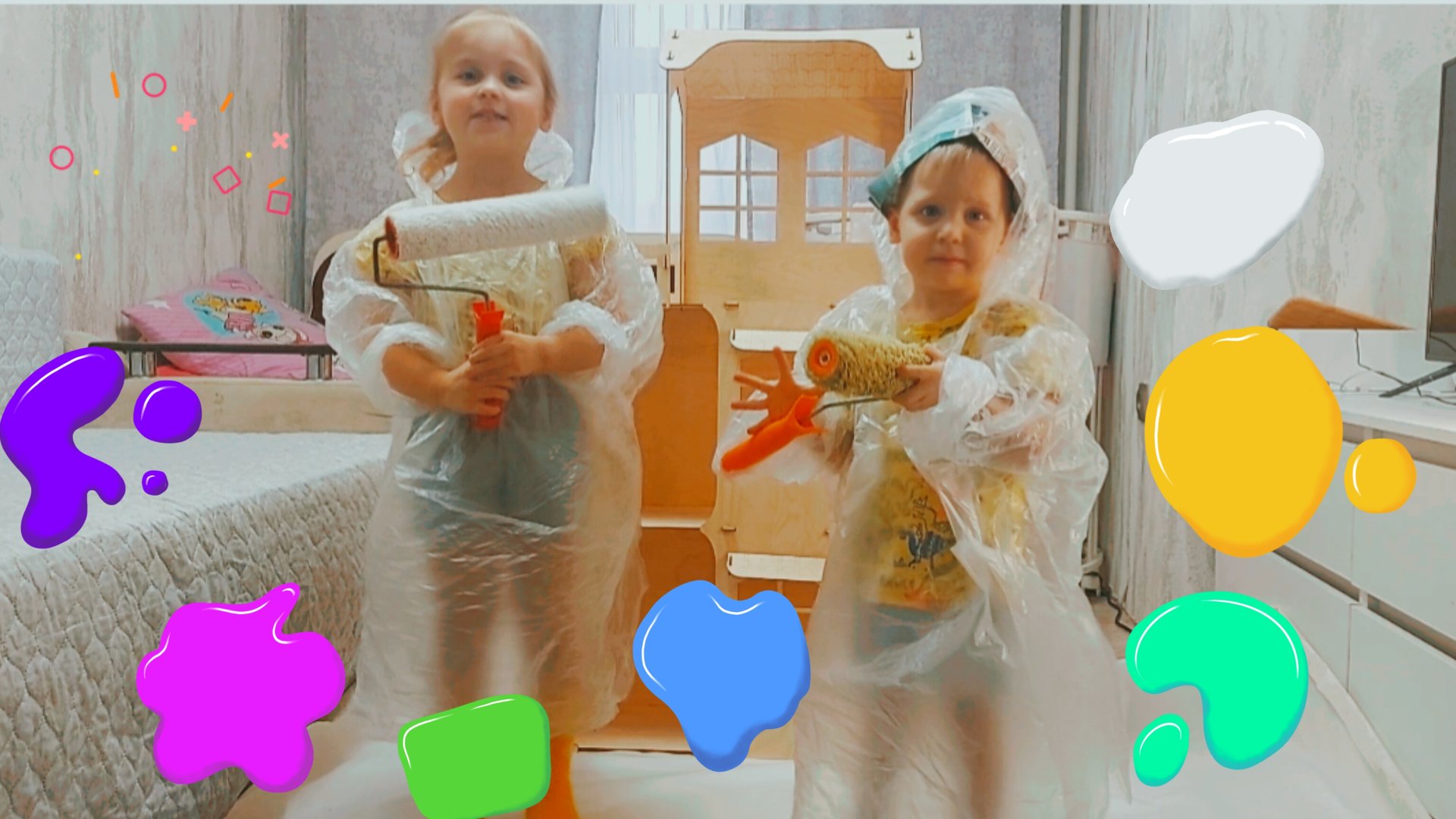 🤩ДОМИК ДЛЯ КУКЛ🏠 🎨🖌КРАСИМ ДОМИК ДЛЯ КУКЛЫ И ГАРАЖ🚗 ДЕТСКОЕ ШОУ😁 ВИДЕО ДЛЯ ДЕТЕЙ смотреть онлайн