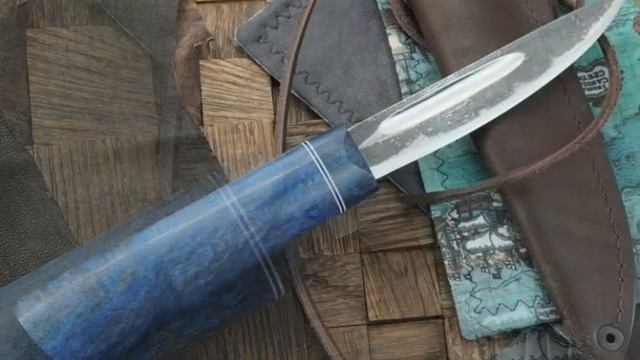 Стальные Бивни нож Малый Якутский, сталь Х12МФ с элементами ковки, рукоять карельская береза смотреть онлайн