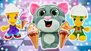 Говорящий Том съел много мороженого Видео для малышей про мягкие игрушки