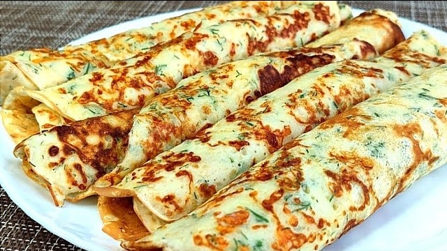 Сырные блинчики с укропом. смотреть онлайн