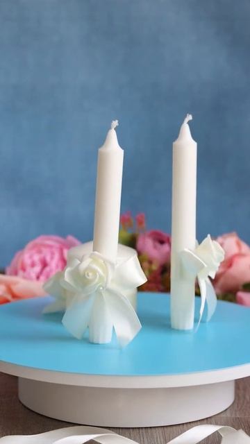 ДО-0046 Набор свечей для домашнего очага молодоженов "Свадебный букет" с розами и атласными бантами смотреть онлайн