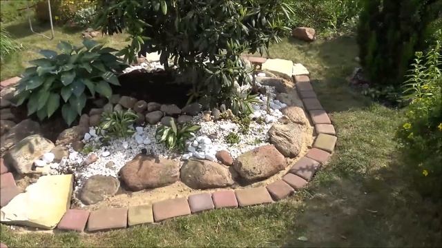 GARDEN DESIGN (92) Rockery flowerbed edgings (part2) - Field stone, grit, rhododendron and host. смотреть онлайн