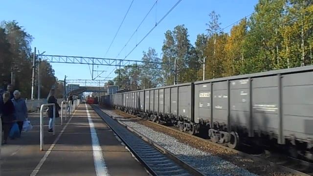 Электровоз (Локозавр) ВЛ15-020 с грузовым поездом на станции Дибуны смотреть онлайн
