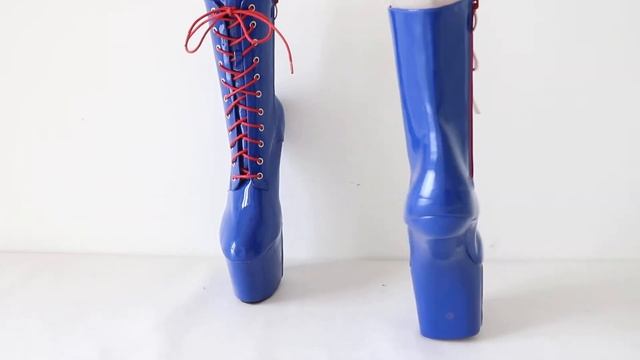 Sorbern Blue Fetish Heelless Shoes Ankle Boots Unisex No Heel Boots Lady Gaga Drag Queen смотреть онлайн