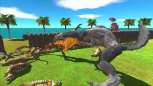 Dinosaurs revolt battle with TIGER GODZILLA 2014 + Giganotosaurus VS Team KING KONG Family - ARBS