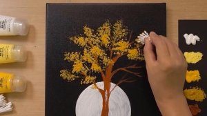 Удивительная техника рисования акриловыми красками с помощью ватных палочек на черном холсте