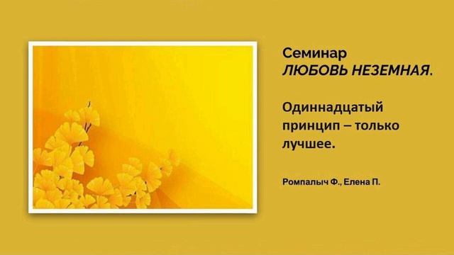 47 Одиннадцатый принцип - только лучшее. Ромпалыч Ф., Елена П. Семинар "ЛЮБОВЬ НЕЗЕМНАЯ". смотреть онлайн