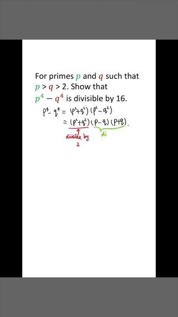 FOR DISTINCT ODD PRIMES P, Q, P^4-Q^4 IS ALWAYS DIVISIBLE BY 16, BUT HOW???🤯 смотреть онлайн