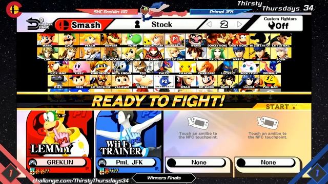 SHC Greklin (Bowser Jr) vs Primal JFK (Wii Fit, Yoshi, Cloud) - WF смотреть онлайн