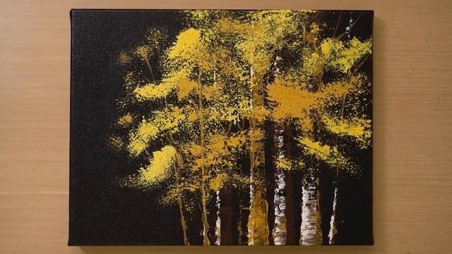 Необычная техника рисования акриловыми красками - рисуем желтые деревья смотреть онлайн