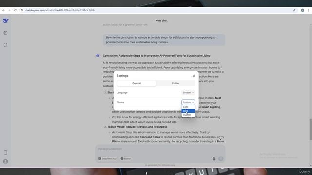 02-03 - Переключение темной темы DeepSeek и настройка пользовательского интерфейса смотреть онлайн
