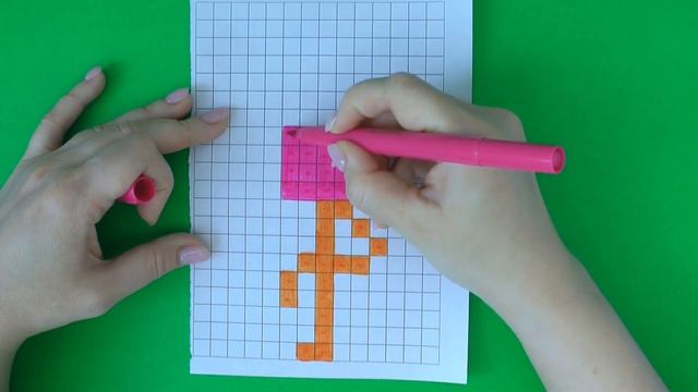 How to draw a flamingo. Pixel drawing. смотреть онлайн