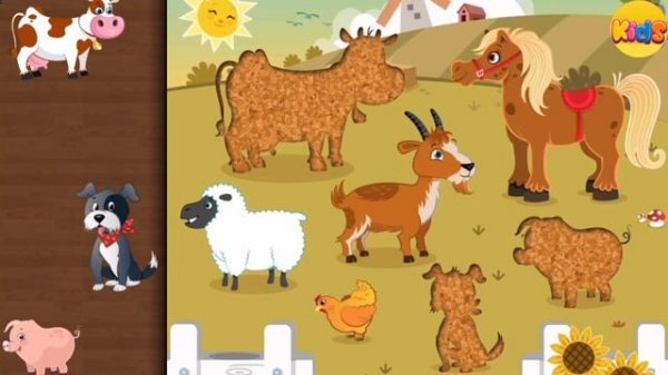 puzzle with farm animals | shape animal puzzle | animals puzzles | kids animal | learn animals