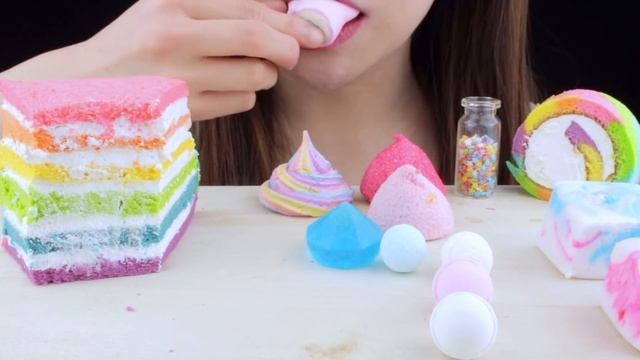 【ASMR】PASTEL RAINBOW DESSERTS🌈 RAINBOW CAKE,DIAMOND KOHAKUTO MUKBANG 먹방 EATING SOUNDS NO TALKING смотреть онлайн