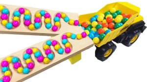 ГОНКА ШАРИКОВ по склону 🚌 HABA, самосвал и мусоровозы, мультики для детей, мультики маленьким, АСМР