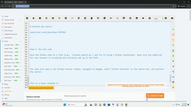 Browser pop up search in python смотреть онлайн