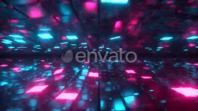 Flying in Endless Space of Neon and Metal Cubes | Motion Graphics - Envato elements смотреть онлайн
