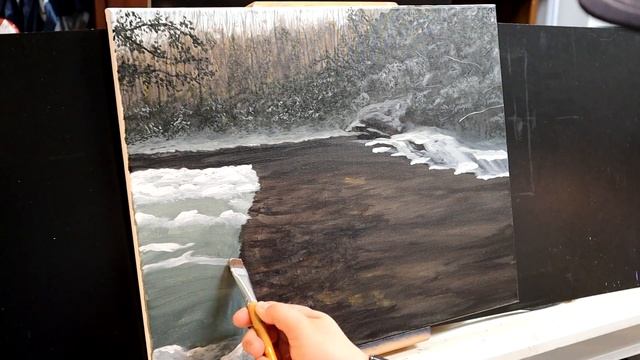 Snowy River Scene Painting #riverpainting #snow #paintingsnow #acrylicpainting #oilpainting смотреть онлайн