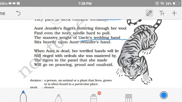 Aunt Jennifer's tiger (line by line explanation) class 12 english смотреть онлайн
