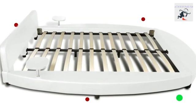 Bed frame 180 x 200 cm Round imitation leather white смотреть онлайн