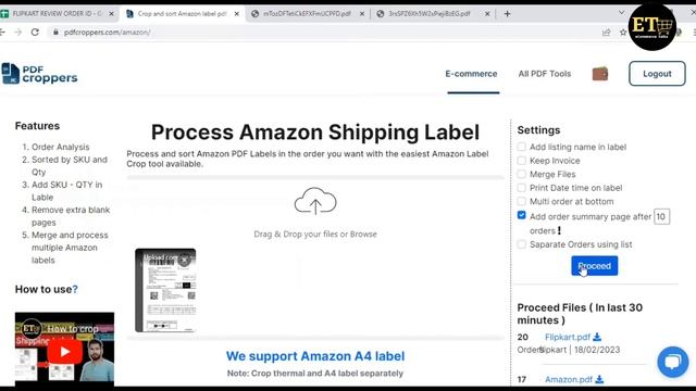 Crop & Sort your Flipkart Meesho Amazon Shipping Lable| Flipkart Shipping Lable Cropping free tool смотреть онлайн