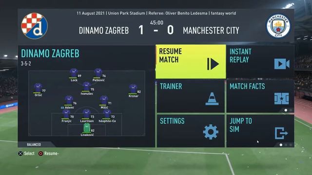 FIFA 22 Fantasy League Dinamo Zagreb vs Manchester City F.C. смотреть онлайн
