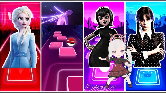 Elsa Frozen 🆚️ Miraculous ladybug 🆚️ Mavis Dracula 🆚️ Wednesday addams 🎶 Tiles Hop Edm Rush смотреть онлайн