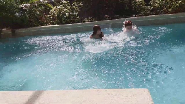 Nate and Natalina jump in pool 2/25/18 смотреть онлайн