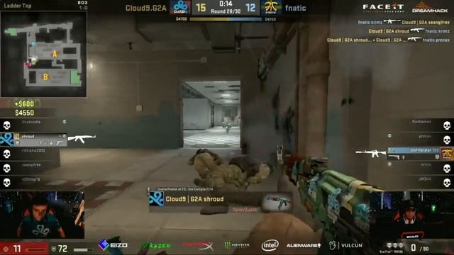 Shroud's insane 180 spray control vs fnatic [DH:Valencia] смотреть онлайн