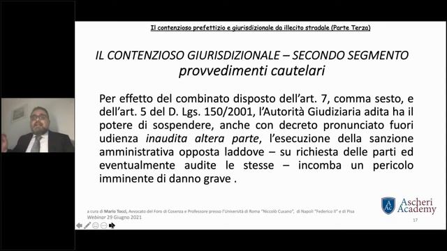 Webinar: Il contenzioso prefettizio e giurisdizionale da illecito stradale (Parte III) смотреть онлайн