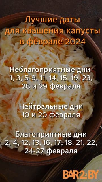 Лучшие даты для квашения капусты в феврале 2024 смотреть онлайн