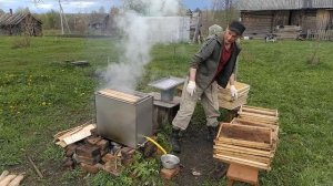 Испытание паровой  воскотопки на шесть рамок .