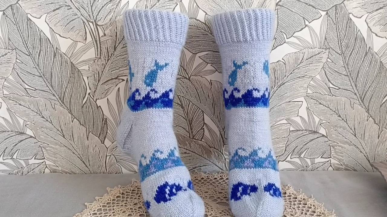 Морские носки, М К для начинающих, пошаговое видео смотреть онлайн
