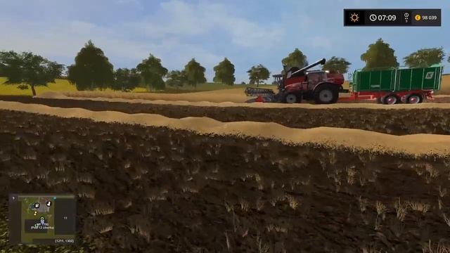 Courseplay работа с комбайном Farming Simulator